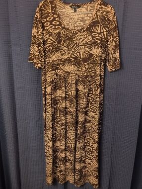 Ulla Popken Smocked Maxi Dress 12/14